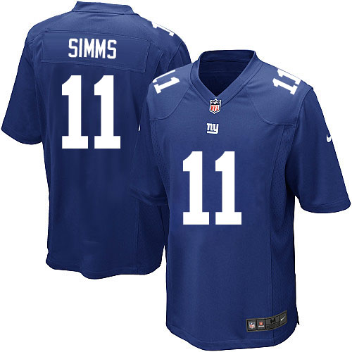 Men's Game Phil Simms Nike Jersey Royal Blue Home - #11 NFL New York Giants